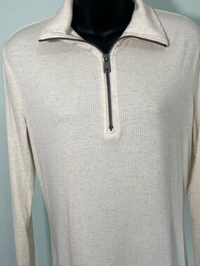 Lolë Ribbed Quarter-Zip Long Sleeve Tunic Dress - Cream / Off-White